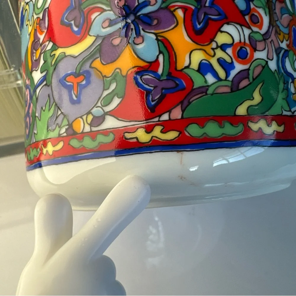 Vintage‎ 1970s Ceramic Yves Saint Laurent Rive Gauche Vanity Jar NO LID Abstract